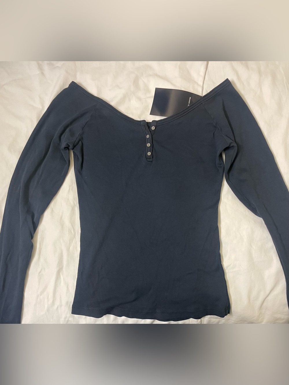 Brandy Melville Navy Long Sleeve Henley Top